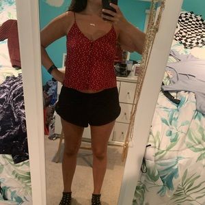 Dark Red Tank Crop Top with White Stars